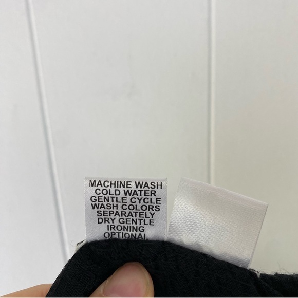 FLAX Large L Blouse Shirt Top Button Down BLACK TEXTURE Short Sleeve Rayon - Picture 9 of 10